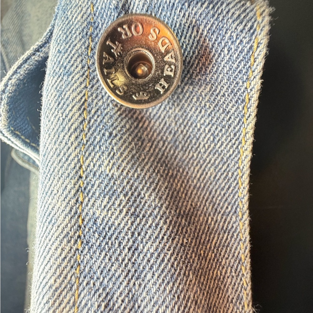 NWOT Heads or Tails Skull Dollar Sign Denim Jacket Med.🔥SALE $51 till Sun. - Picture 5 of 8